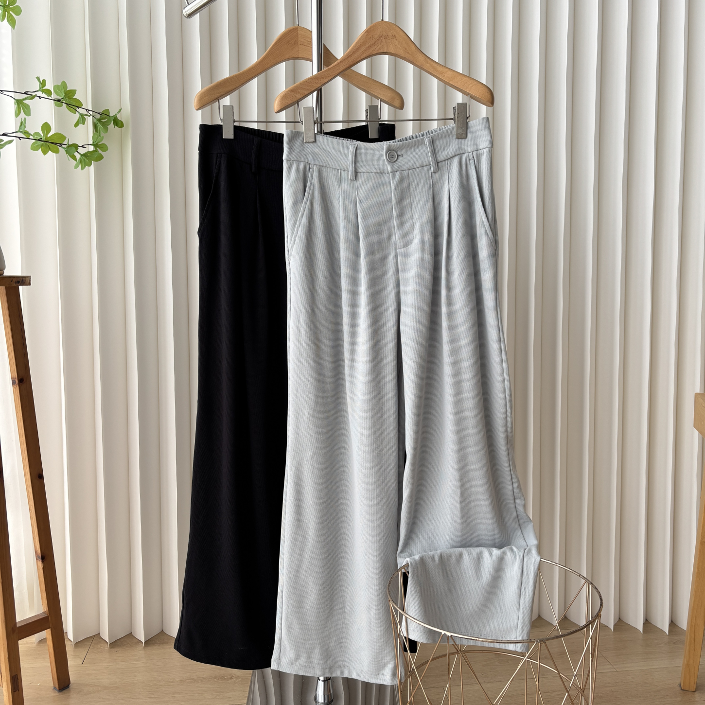 劝你买通勤百搭高腰显瘦拉链款休闲西装直筒裤2L5B3/000733