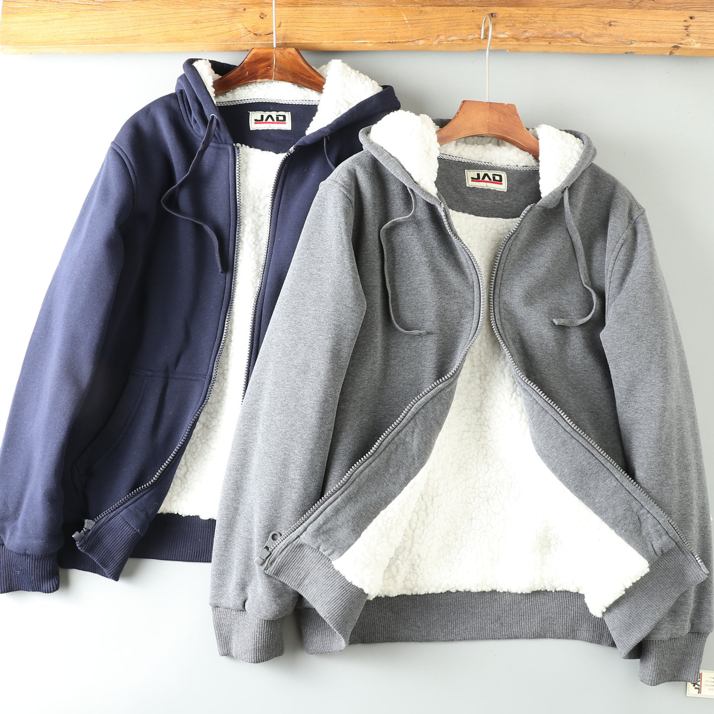 加绒加厚保暖拉链宽松卫衣