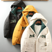 捡漏 连帽羽绒服潮 保暖时尚 设计师款 外贸原单秋冬高蓬松鸭绒男士