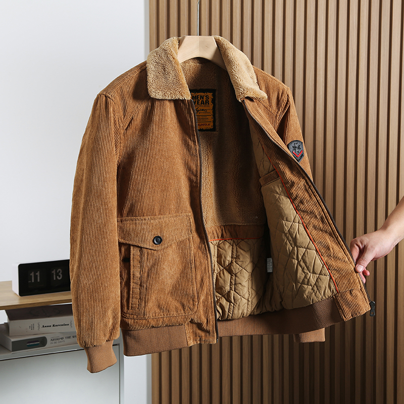 男士保暖翻领工装棉衣棉服外套