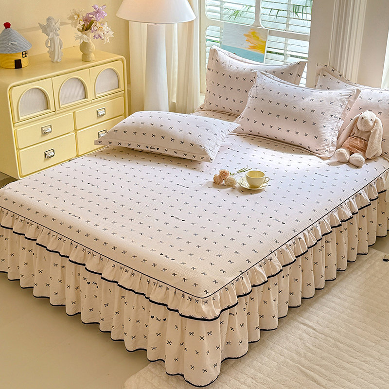 超柔床单双层花边单件床罩席梦思席梦思防滑保护套床裙三件套床笠,床上用品,床裙,淘宝优惠券,粉丝福利购,淘宝优惠卷