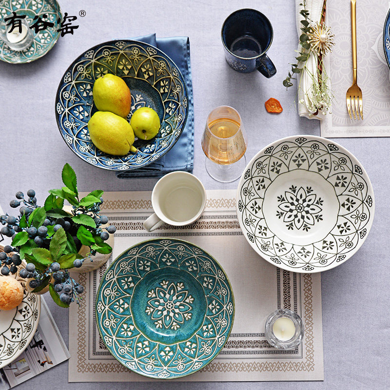 有谷窑日本进口摩洛哥风马克杯牛奶杯意面盘沙拉碗家用米饭碗汤碗,餐饮具,碗,淘宝优惠券,粉丝福利购,淘宝优惠卷