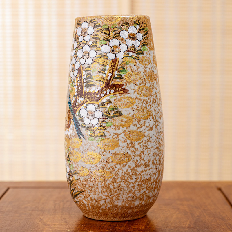 日本进口赤绘鹤首陶瓷花瓶礼物