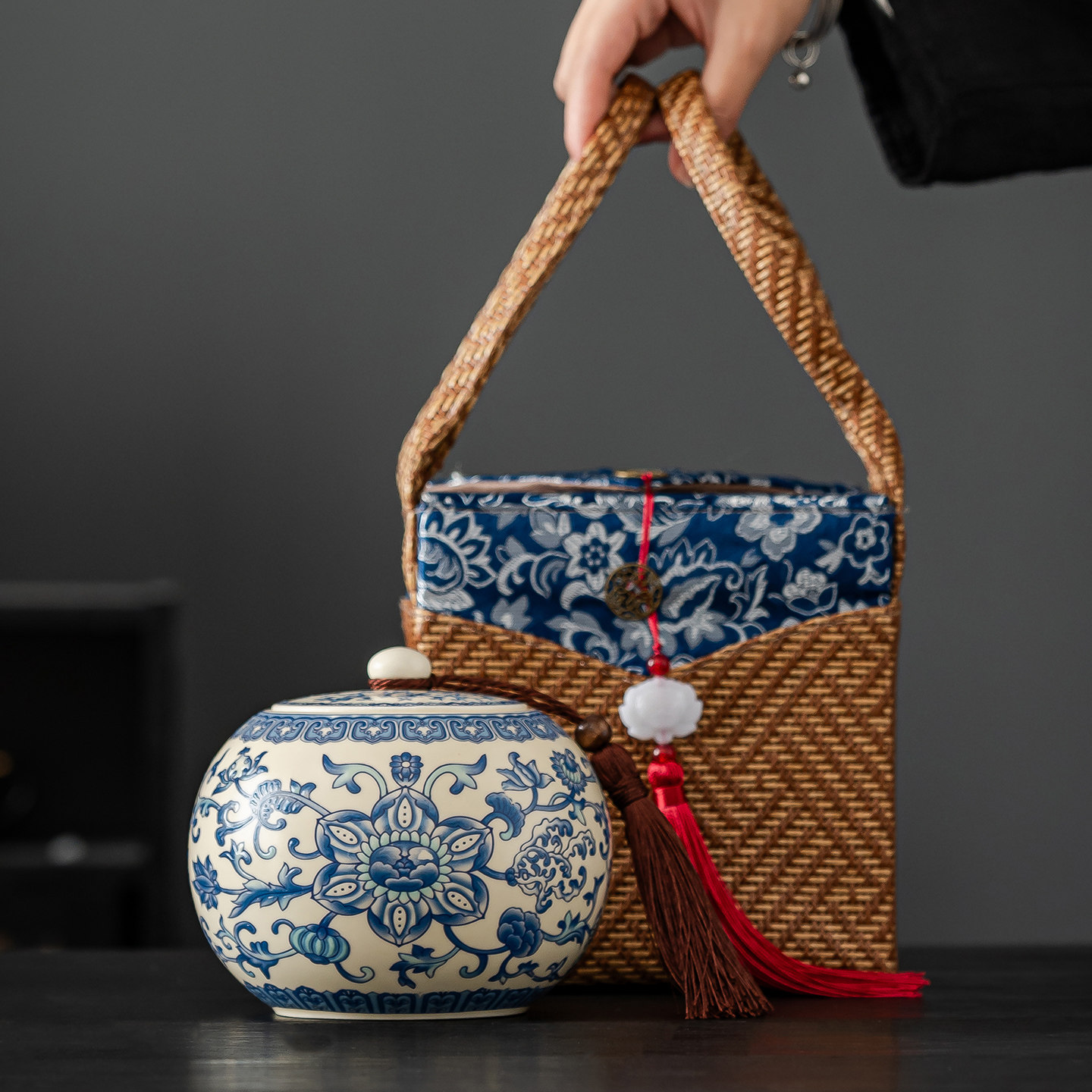 青花陶瓷茶叶罐包装盒空礼盒装高档空盒中式国风礼袋红茶绿茶定制,餐饮具,茶叶罐,淘宝优惠券,粉丝福利购,淘宝优惠卷