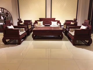 青岛国标红木大麒麟沙发 新中式别墅全实木客厅组合红酸枝木家具