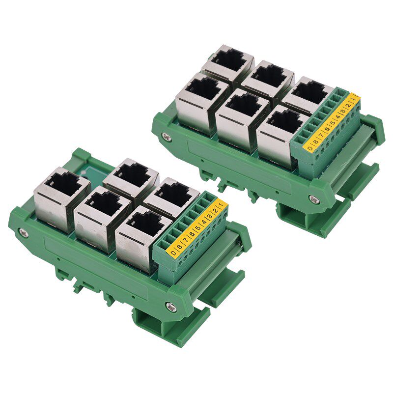 RJ45以太网口转端子台8pin接线端子水晶头J转485分流集线器23456