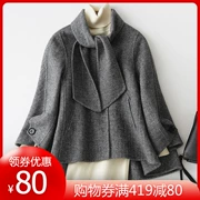 Áo khoác chống mùa mới áo choàng ngắn bằng len ngắn Áo len lông cừu Hàn Quốc áo hai mặt - Áo len lót đôi