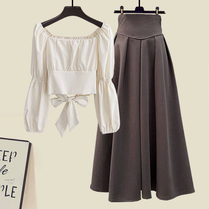 冬季高级感冬装两件套韩剧小香风套装裙子茶系穿搭一整套名媛炸街