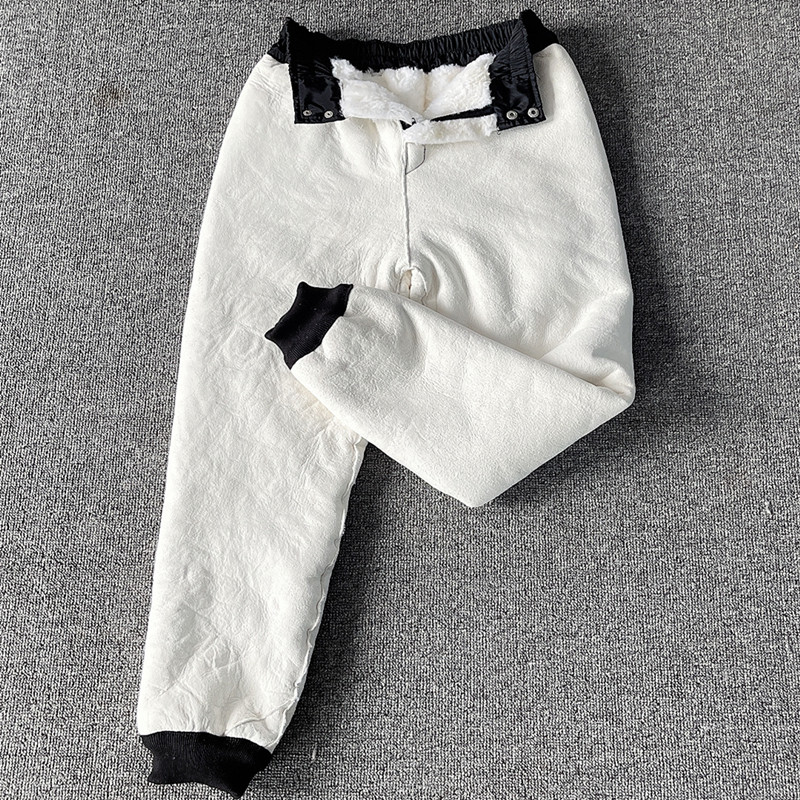 남성용 호주  모피 원피스 가죽 바지 루즈한 하이웨이스트 두꺼운 양가죽 바지 여성용 양가죽 방풍 울 면바지