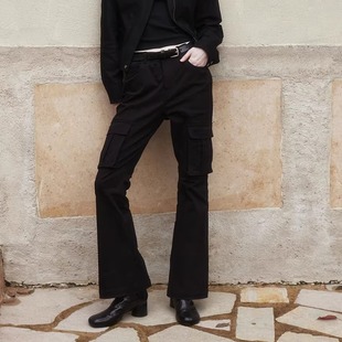 OUT 微喇休闲长裤 LOUD 修身 侧面立体袋工装 LAUGH