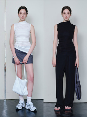 不对称领LAUGHOUTLOUD无袖背心