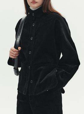 LAUGH OUT LOUD 立领廓形收腰灯芯绒短外套