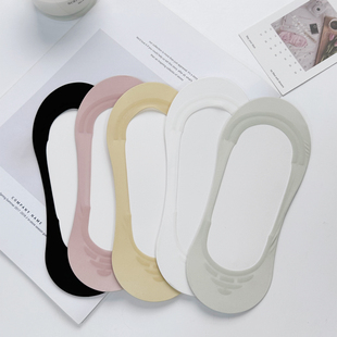 透气无痕不掉跟冰丝纯棉底夏 防滑隐形船袜女 米图 宇宙超浅口