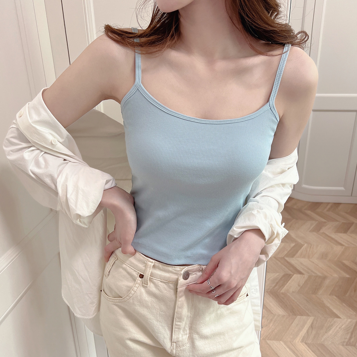 巨舒服！带胸垫的纯棉吊带小背心