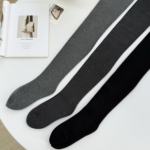米图金棉带脚型 袜女秋冬加厚薄绒灰色 直角跟不勒脚微压打底连裤