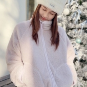 冬季 米图加厚软绵绵柔软珊瑚绒家居服套装 女款 立领拉链睡衣可外穿