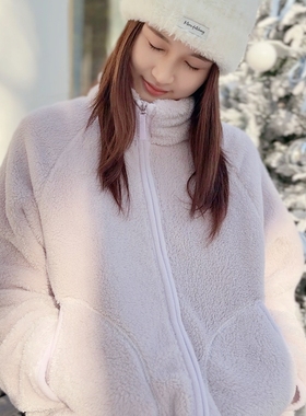 米图加厚软绵绵柔软珊瑚绒家居服套装女款冬季立领拉链睡衣可外穿