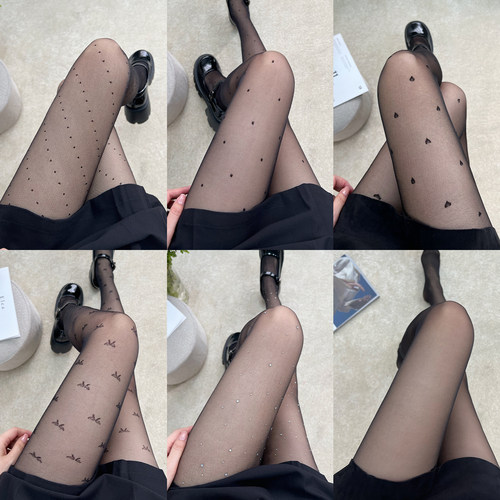 甜辣黑丝超薄透明波点爱心丝袜女