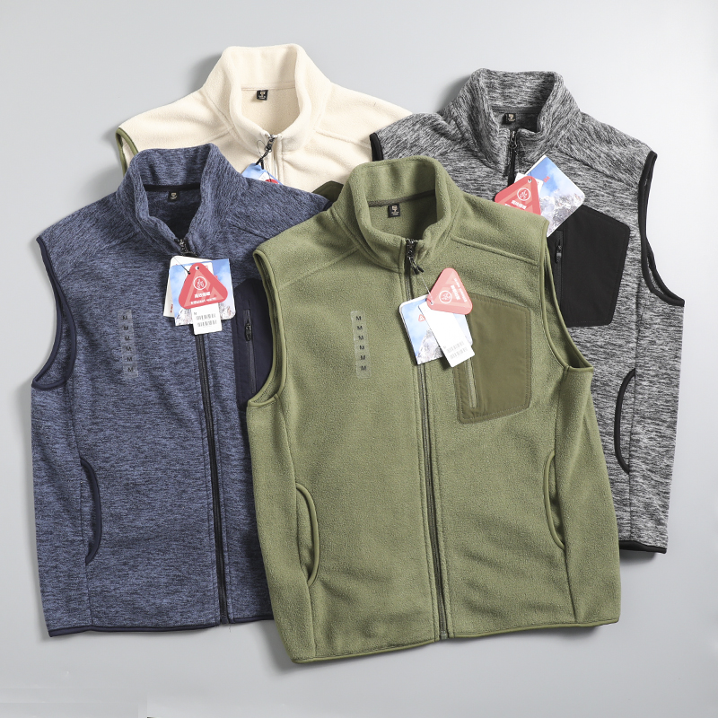 秋冬双面摇粒绒男士青年背心马甲 加绒加厚保暖立领情侣坎肩马夹
