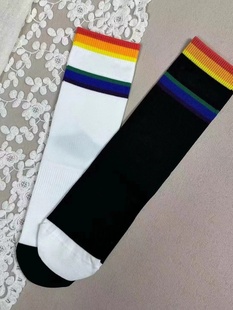 原单2双装 清仓 彩虹袜训练健身瑜伽普拉提运动速干中筒袜 特价