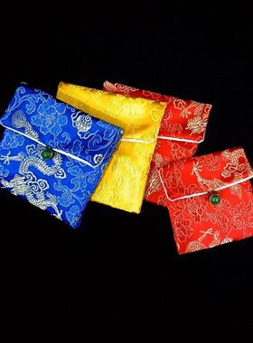 高档中国风纽扣蜜蜡佛珠便携布袋