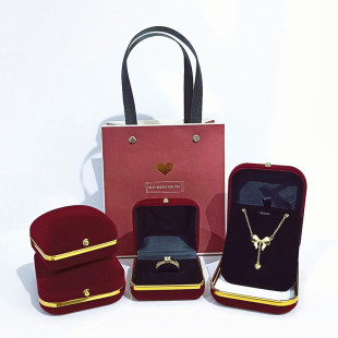 新年告白酒红丝绒首饰盒高档项链戒指包装盒耳环手镯黄金饰品礼盒