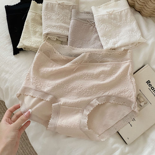 法式性感提花纯棉内裤女蕾丝边