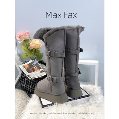 两穿灰色厚底中高筒雪地靴女2025冬保暖加绒加厚东北大棉鞋女长靴