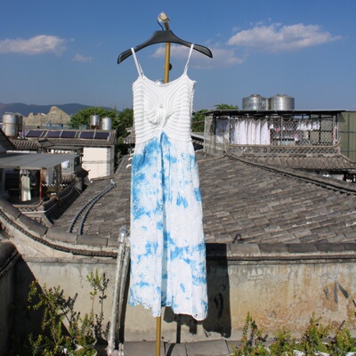 民族风连衣裙棉麻碎花扎染宽松女