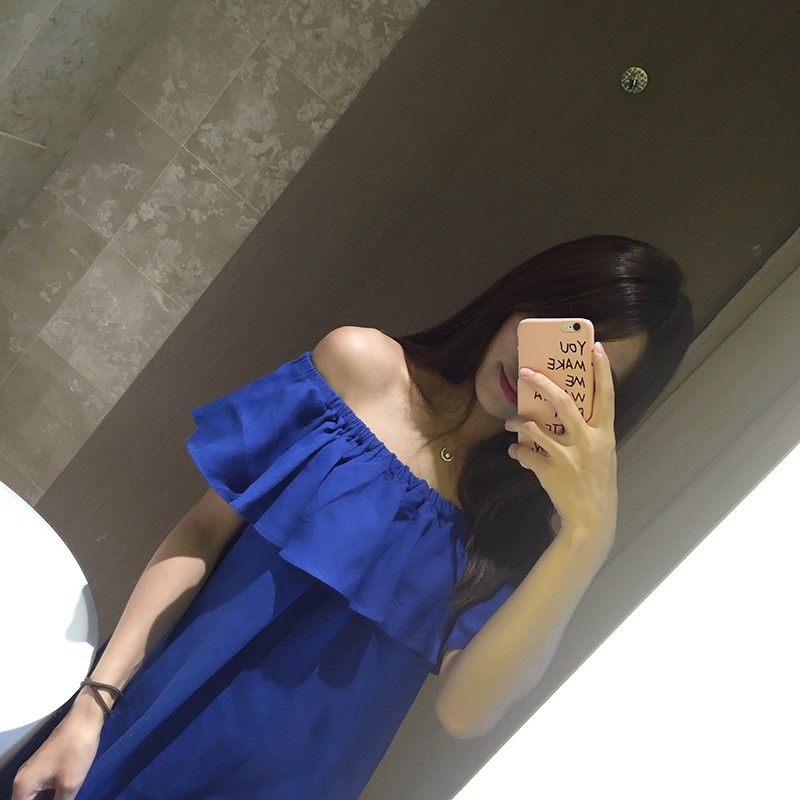 dressholic Ò»×Ö¼çÁ¬ÒÂȹ¶¼çÏļ¾Å®×°¶È¼Ù·ç ±¦À¶É«º£±ßɳ̲ȹ×Ó