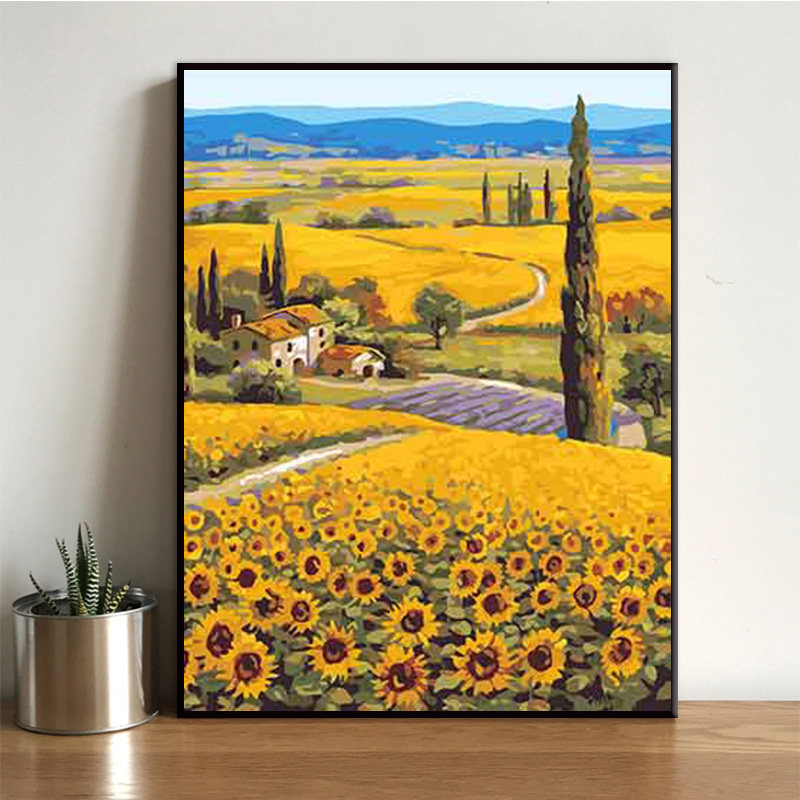 diy数字数码油画 客厅卧室风景花卉大幅填色手绘装饰油彩画向日葵|msdalam kategori Aksesori rumah, lukisan hiasan, DIY/Lukisan digital - dari Buy2taobao.com untuk memberikan perkhidmatan ejen Taobao profesional membeli