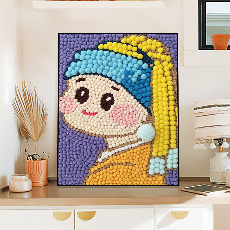 小红书同款卡通毛球画diy手工制作材料包创意简单儿童绒球粘贴画