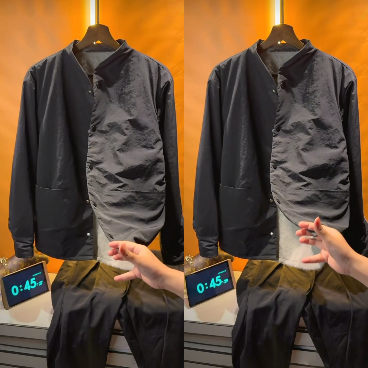 男士冬季加绒老钱风立领夹克