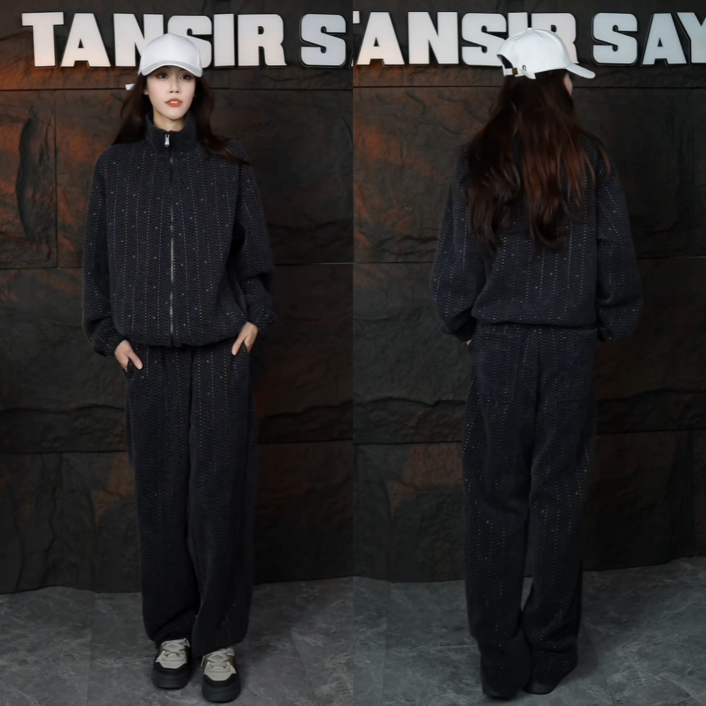 色织提花厚款冬季男女套装