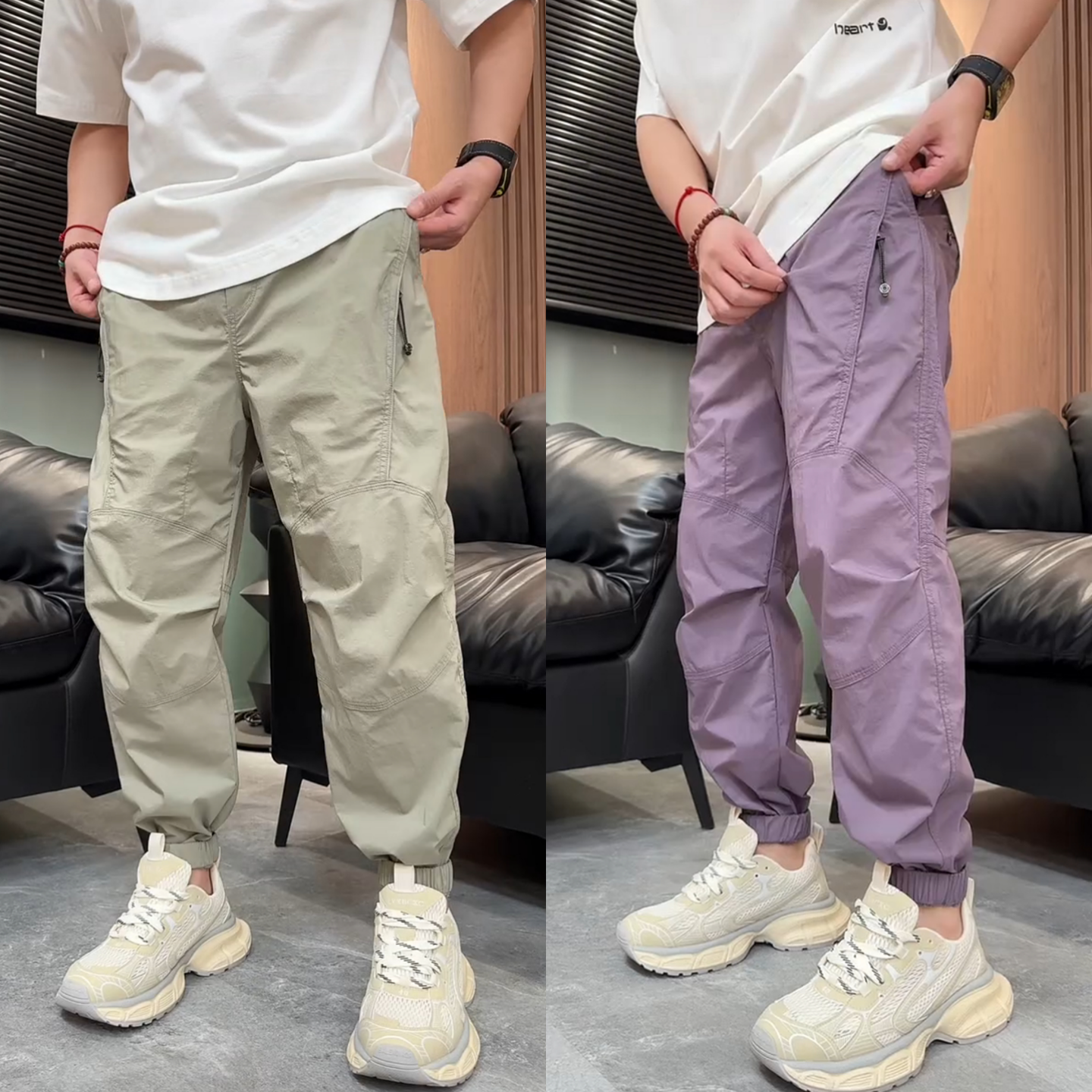 【主播同款】夏季薄款宽松工装休闲裤舒适百搭松紧束脚裤情侣同款