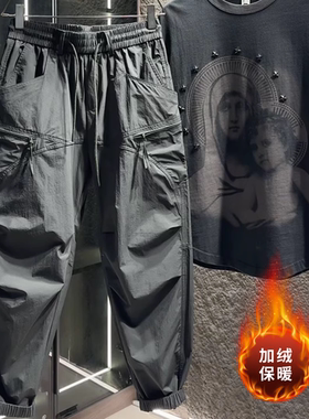 韩版秋季束脚裤轻奢小众设计长裤秋冬加绒潮流时尚休闲裤男款百搭