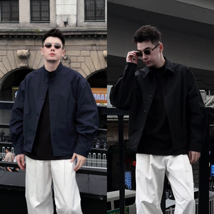 老钱风衬衫 男士 夹克外套潮 高级感简约可拆卸领子立体结构秋季 韩版