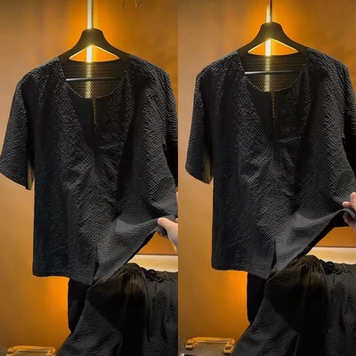 夏季新品老钱风薄款短袖T恤