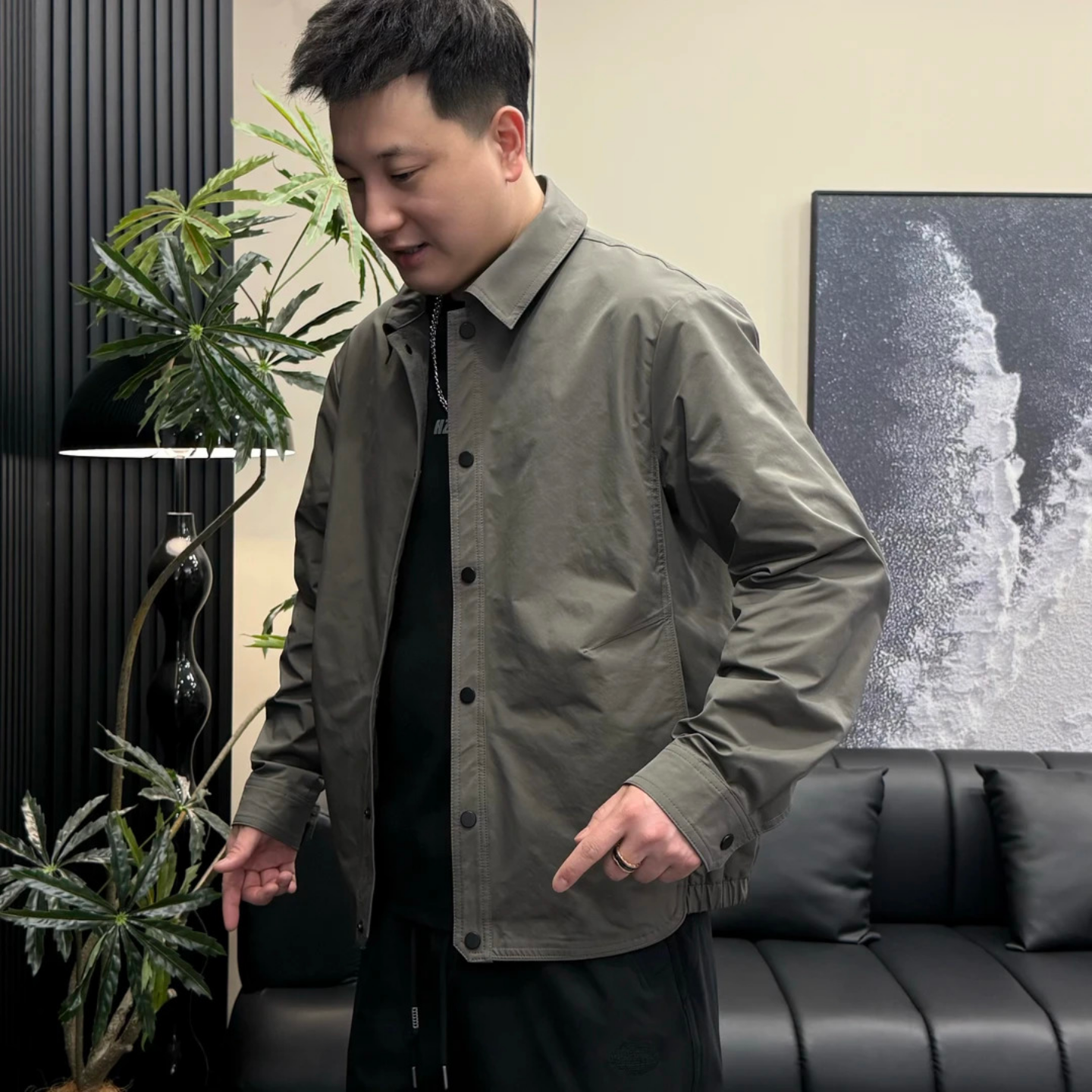 原版品质春季新款男士时尚百搭翻领衬衫版夹克拉链兜痞帅休闲外套