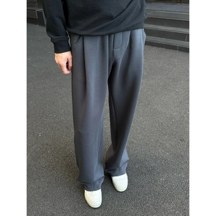 秋季 新品 简约时尚 男女同款 韩版 百搭休闲裤 垂感直筒卫裤 高品质
