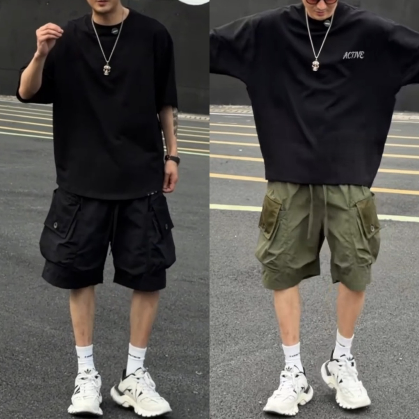 松紧腰潮流休闲宽松百搭五分短裤