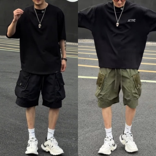松紧腰潮流休闲宽松百搭五分短裤