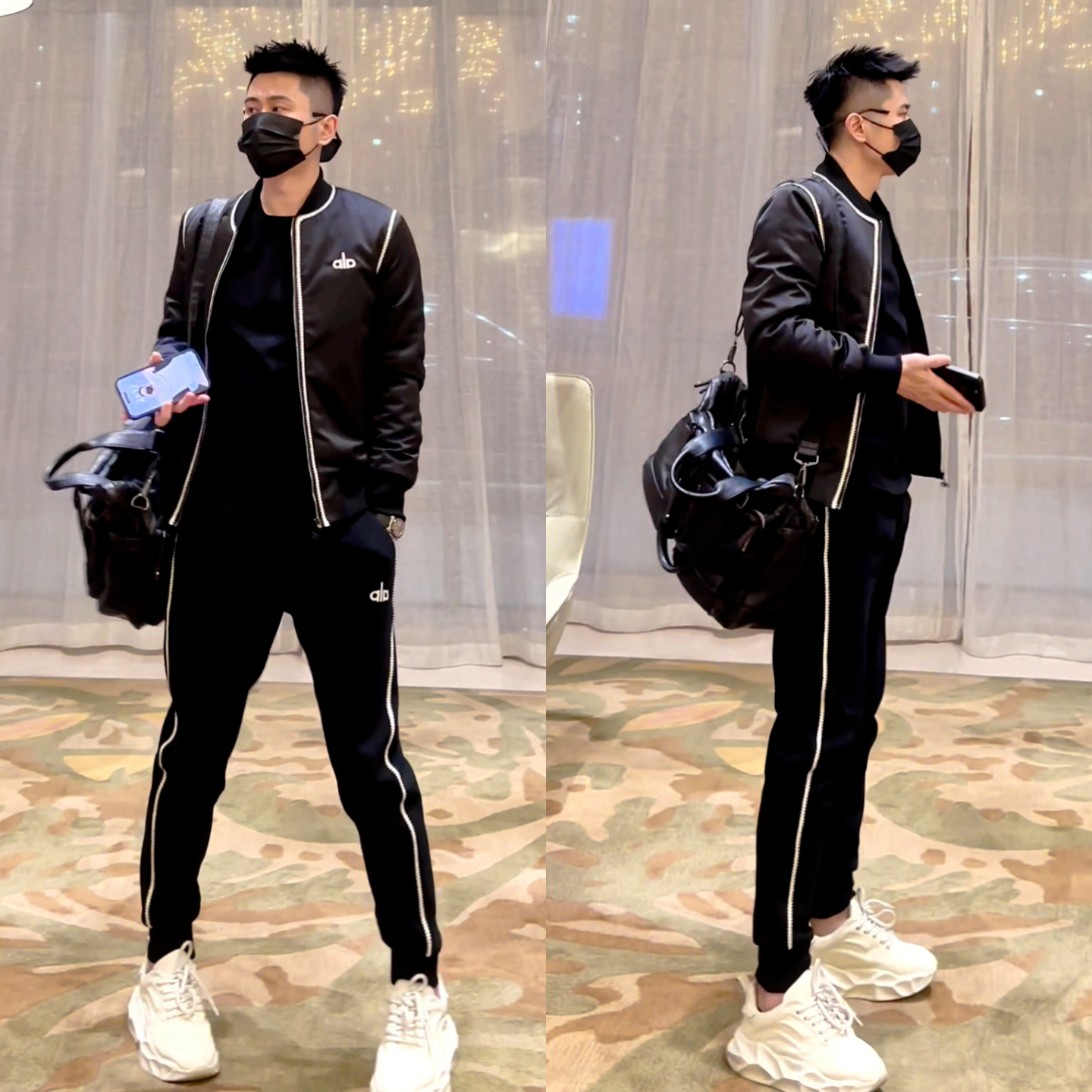 欧洲站男士冬季加绒保暖时尚套装