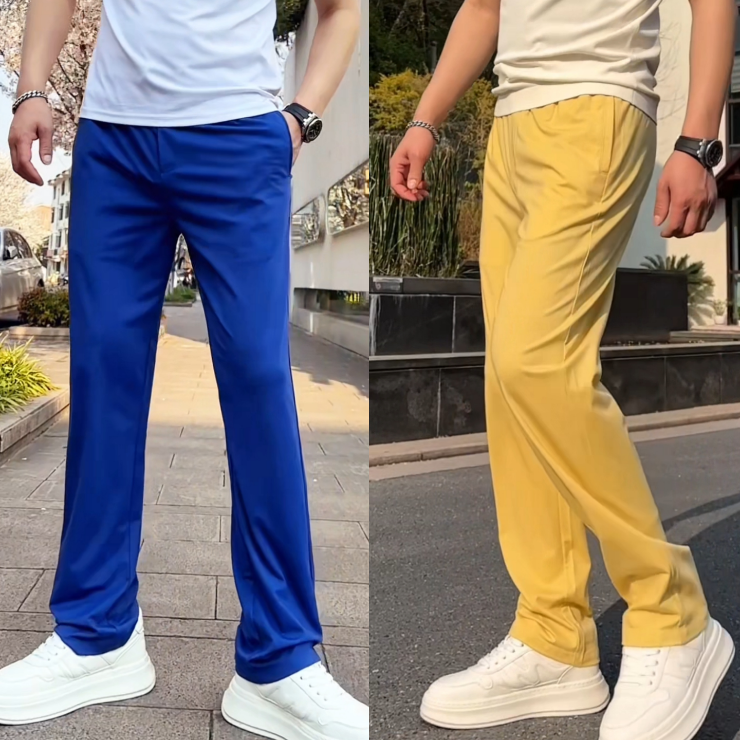 糖果色舒适百搭垂感男士夏季新款简约小众薄款丝滑透气休闲直筒裤