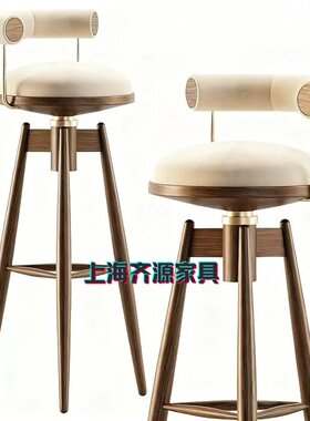 北欧实木吧椅设计师家用高脚椅高脚凳前台吧台凳设计师酒店吧台椅