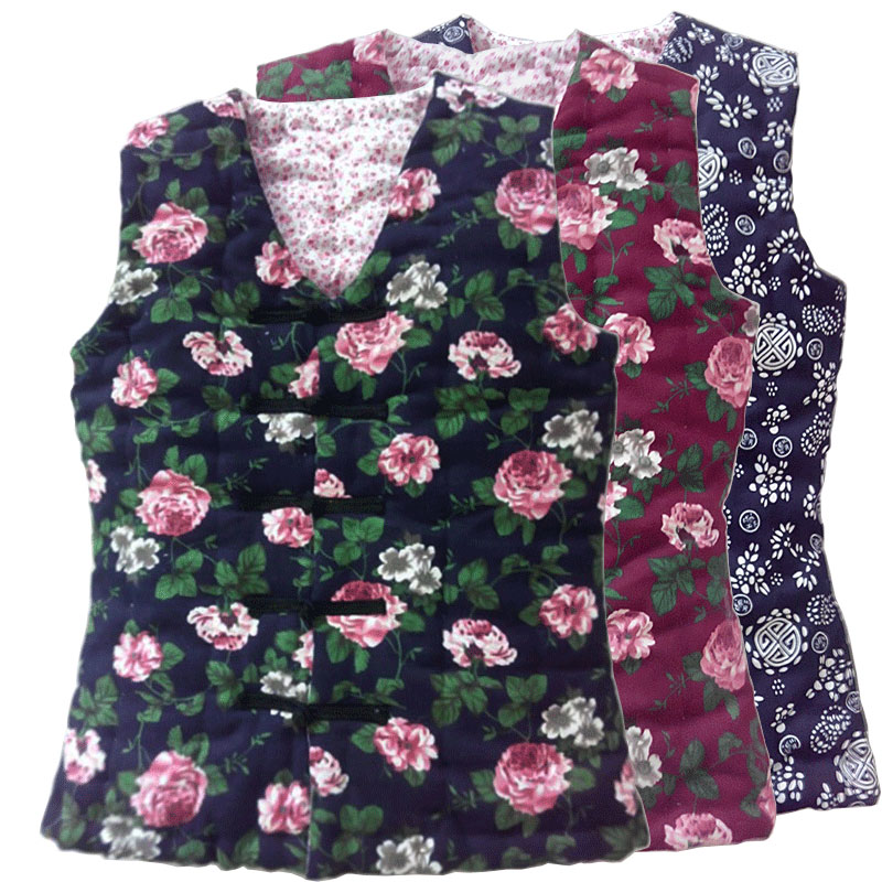 女性手編みの綿のベスト東北大花のチョッキの綿のベストの外は内を着て保温して注文して作らせます。