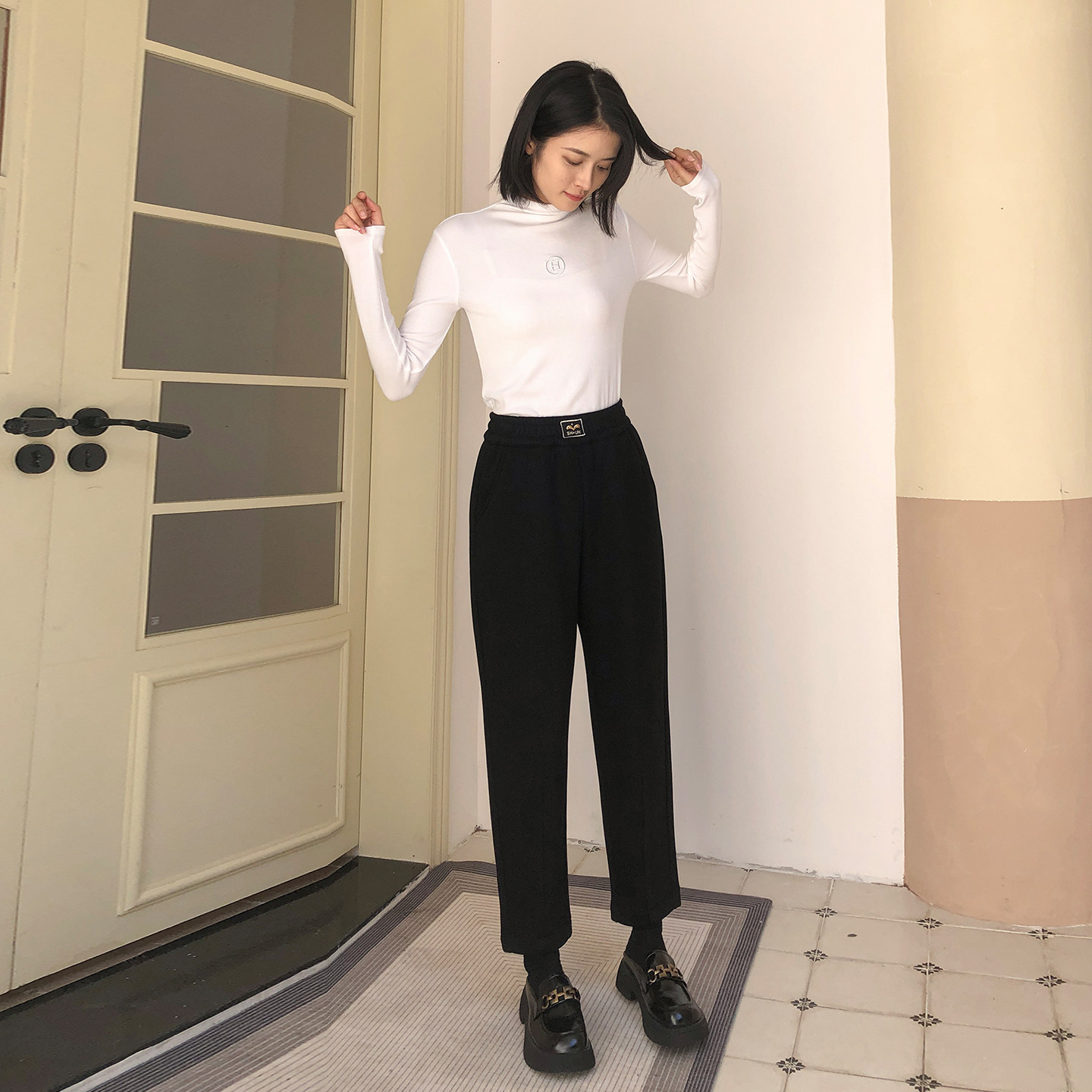 香依雅园 2025冬季新款200斤大码高腰休闲加绒加厚哈伦裤女69017