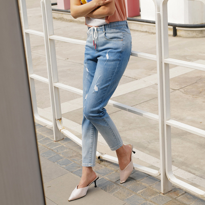 香依雅园 2026春季新款200斤大码高腰修身微弹牛仔铅笔裤女16016