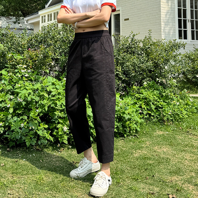 香依雅园 2025夏季新款胖MM大码不对称百搭松紧高腰哈伦裤女56065