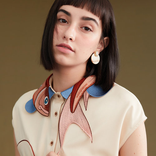 咖沫原创设计复古刺绣无袖